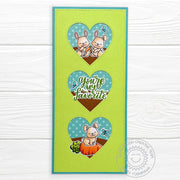 Sunny Studio You're My Favorite Bunny Rabbit with Heart Windows Slimline Card (using Bunnyville 4x6 Clear Stamps)