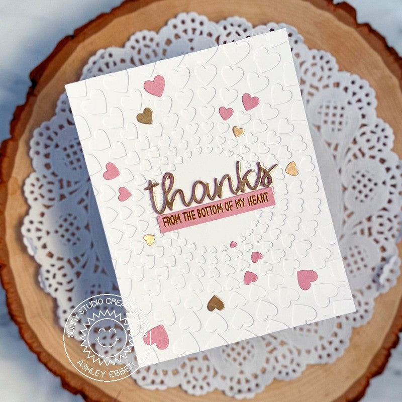 Sunny Studio Thanks From the Bottom of my Heart Thank You Card (using Words of Gratitude Sentiment Clear Stamps)