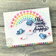 Sunny Studio You Make Me Happy Birds with Clouds & Heart Rainbow Card (using Little Birdie 4x6 Clear Stamps)