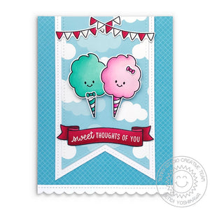 Sunny Studio Sweet Thoughts of You Boy & Girl Mr. & Mrs. Cotton Candy in the Clouds Card (using Candy Shoppe Clear Stamps)