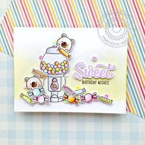 Sunny Studio Sweet Birthday Wishes Teddy Bears with Gumball Machine & Candies Card (using Candy Shoppe 4x6 Clear Stamps)