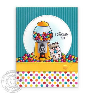 Sunny Studio I Chews You Punny Hamster with Gumball Machine & Bubblegum Polka-dot Card (using Candy Shoppe Clear Stamps)