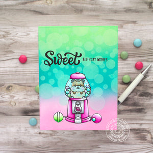 Sunny Studio Sweet Birthday Wishes Humorous Hamster in Gumball Machine Birthday Card (using Candy Shoppe Clear Stamps)