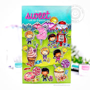 Sunny Studio You Make Life Sweet Colorful Kids Candyland Inspired Card (using Candy Shoppe 4x6 Clear Stamps)