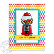 Sunny Studio Stamps Polka-dot Love You To Pieces Gumball Machine Card (using Stitched Rectangle Metal Cutting Dies)