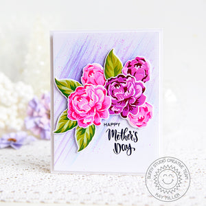 Sunny Studio Layered Floral Flower Mother's Day Card (using Captivating Camellias 4x6 Clear Stamps)