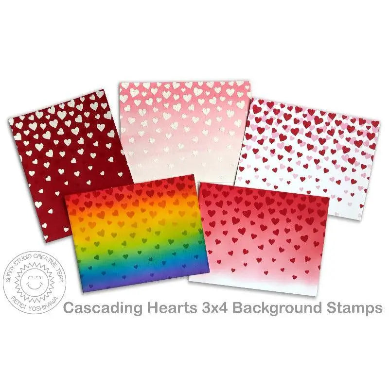 Sunny Studio Stamps Cascading Hearts 3x4 Photo-polymer Clear Stamp Set