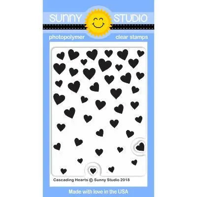 Sunny Studio Stamps Cascading Hearts Background 3x4 Clear Photopolymer Stamp Set