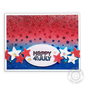 Sunny Studio Stamps: Glittery Red, White & Blue Stitched Star Fourth of July Card (using Window Trio Square dies)