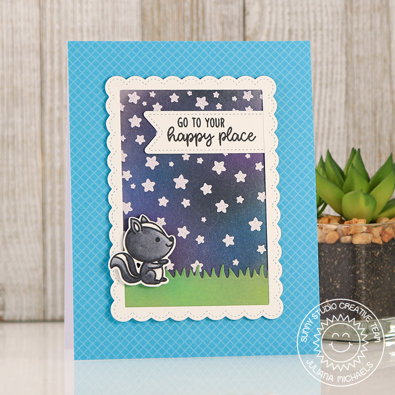 Sunny Studio Stamps Starry Night Sky card by Juliana featuring the Cascading Star stamps
