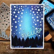 Sunny Studio Stamps Starry Night Sky Woodland Forest Card (using bonus tree from Happy Camper dies)