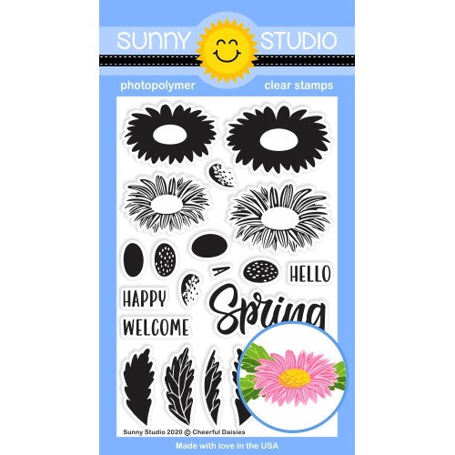 Sunny Studio Stamps Cheerful Daisies Layered Layering Daisy 4x6 Clear Photopolymer Stamp Set