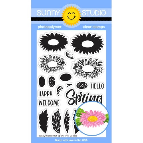 Sunny Studio Stamps Cheerful Daisies Layered Layering Daisy 4x6 Clear Photopolymer Stamp Set
