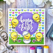 Sunny Studio Stamps Happy Easter Chicks Handmade Card (using tulip patterned Paper from Spring Fling 6x6 Pad)