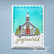 Sunny Studio Stamps Christmas Chapel Joy To the World Holiday Card by Elise Constable