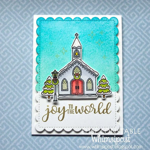 Sunny Studio Stamps Christmas Chapel Joy To the World Holiday Card by Elise Constable
