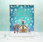Sunny Studio Stamps Christmas Chapel Snowy Church Card by Lexa Levana