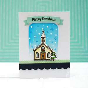 Sunny Studio Stamps Merry Christmas Church Chapel Holiday Card by Lexa Levana