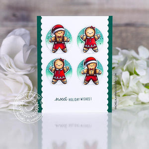 Sunny Studio Stamps Sweet Holiday Wishes Gingerbread Boy & Girl Christmas Card (using Window Quad Circle Metal Cutting Dies)