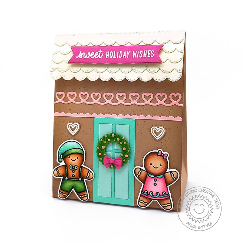 Sunny Studio Gingerbread Man Sweet Treats Handmade Holiday Gift Bag (using Christmas Cookies 2x3 Stamp Set)