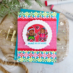 Sunny Studio Gingerbread Men with Colorful Peppermint Candy Handmade Holiday Card (using Christmas Cookies 2x3 Stamp Set)