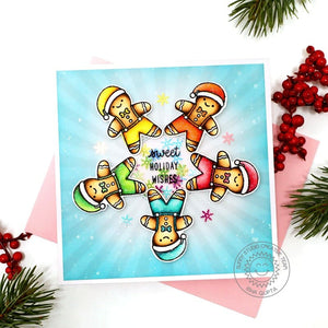 Sunny Studio Colorful Radiating Gingerbread Man Handmade Holiday Shaker Card (using Christmas Cookies 2x3 Stamp Set)