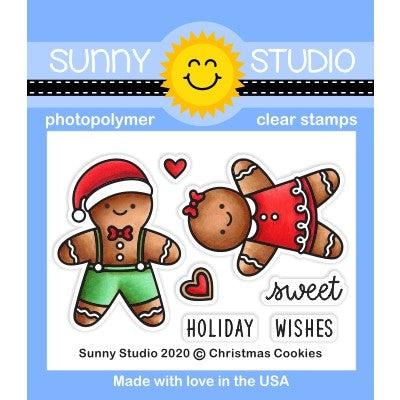 Sunny Studio Stamps Christmas Cookies Gingerbread Girl & Boy with Santa Hat Mini 2x3 Clear Photopolymer Stamp Set