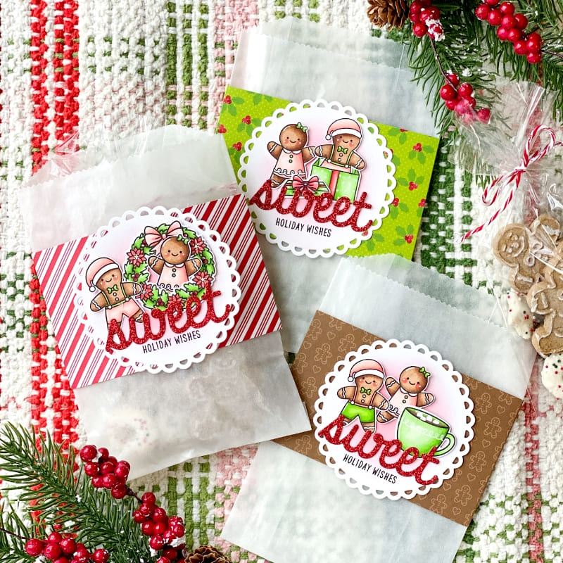 Sunny Studio Sweet Holiday Wishes Gingerbread Girl & Boy Treat Bags (using Holiday Express 4x6 Clear Stamps)