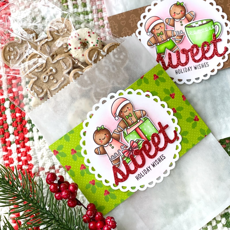 Sunny Studio Sweet Holiday Wishes Gingerbread Girl & Boy Treat Bags (using Christmas Cookies 2x3 Clear Stamps)