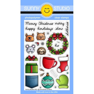 Sunny Studio Christmas Critters Holiday Animals 4x6 Clear Photopolymer Stamp Set