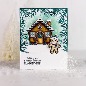 Sunny Studio Stamps Gingerbread House & Man Sweet Holiday Card (using Christmas Garland Frame Metal Cutting Dies)