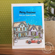 Sunny Studio Stamps Christmas Home Holiday Card by Eloise Blue