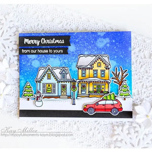 Sunny Studio Neighborhood From Our House To Yours Holiday Card (using Christmas Home 4x6 Clear Stamps)