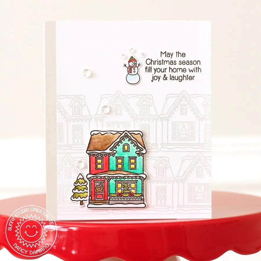 Sunny Studio Stamps Christmas Home Joy & Laughter Holiday Card by Nancy Damiano