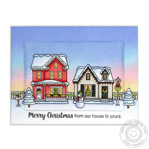 Sunny Studio Stamps Christmas Home Twilight Scene Holiday Card