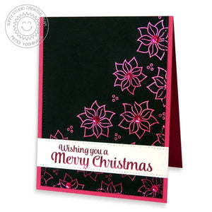 Sunny Studio Stamps Hot Pink Foil Merry Sentiments Wishing You A Merry Christmas Poinsettia Holiday Card