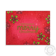 Sunny Studio Stamps Merry Sentiments Christmas Red Poinsettia Holiday Card
