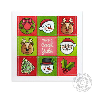 Sunny Studio Stamps Christmas Icons Santa, Snowman, Reindeer, Wreath & Holly Grid Card