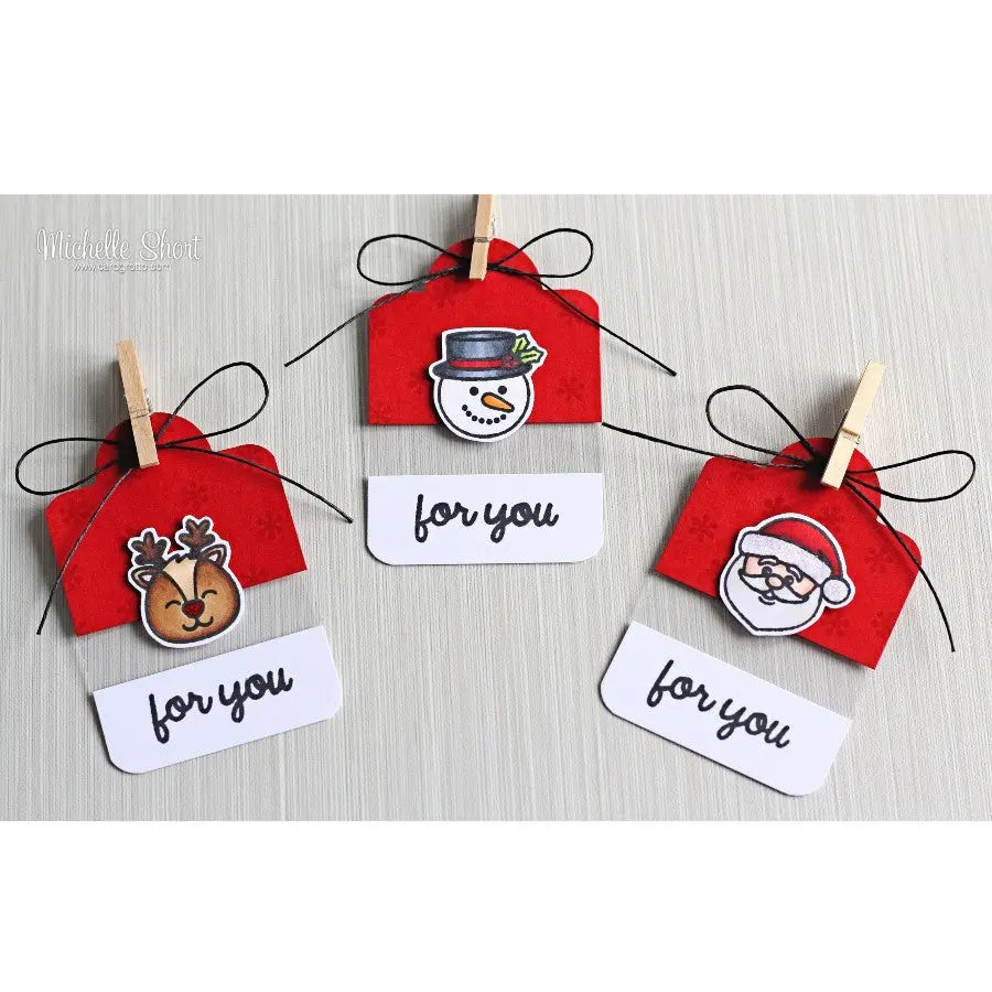 Sunny Studio Stamps For You Clear Acetate Christmas Holiday Gift Tags Using Tag Topper Crescent Metal Cutting Dies