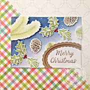 Sunny Studio Stamps Christmas Trimmings Pinecones and Holly Navy Christmas Card by Franci