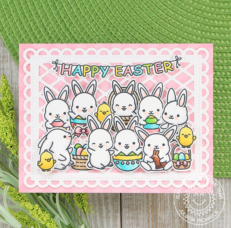Sunny Studio Stamps Chubby Bunny Easter Party Card by Juliana Michaels