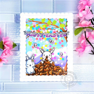 Sunny Studio Stamps Chubby Bunny Eating Chocolate Rabbits Handmade Easter Shaker Card by Ana Anderson