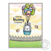 Sunny Studio Stamps Rabbit in Easter Basket turned into Hot Air Balloon Easter Eggs Handmade Card (using Chubby Bunny 4x6 Clear Photopolymer Stamp Set)