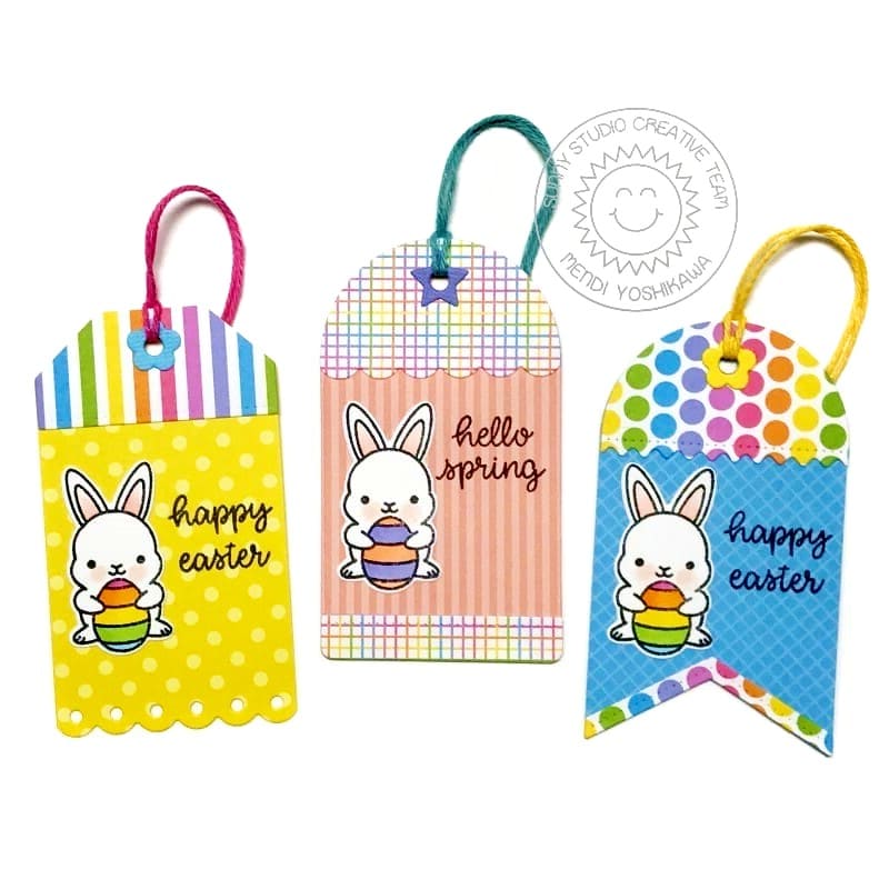 Sunny Studio Stamps Chubby Bunny Colorful Easter Gift Tags by Mendi Yoshikawa