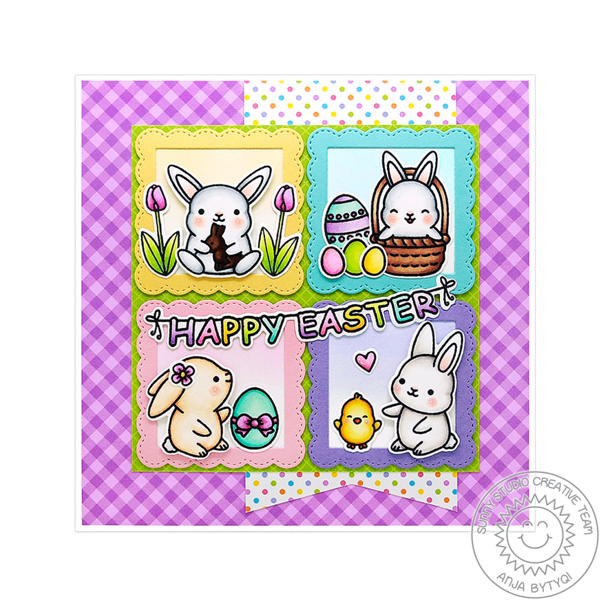Sunny Studio Stamps Chubby Bunny Grid-Style Square Easter Card