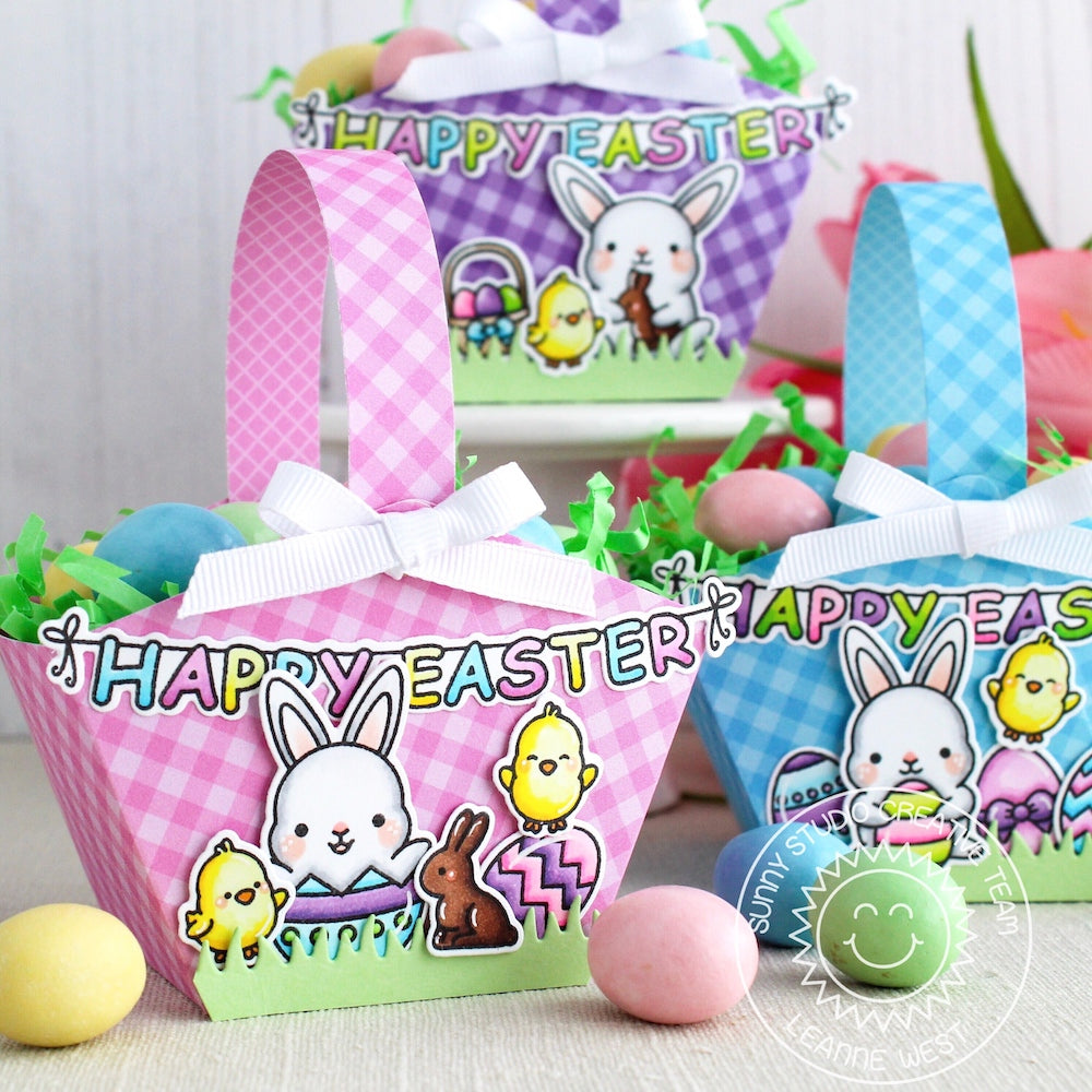 Sunny Studio Stamps Chubby Bunny Easter Basket Gift Bags by Leanne West