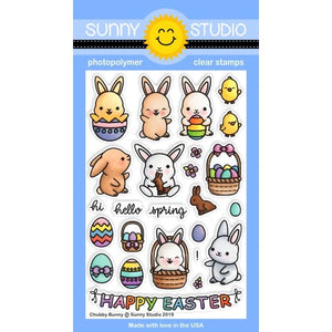 Sunny Studio Stamps Chubby Bunny Rabbit Easter 4x6 Photopolymer Clear Stamp Set