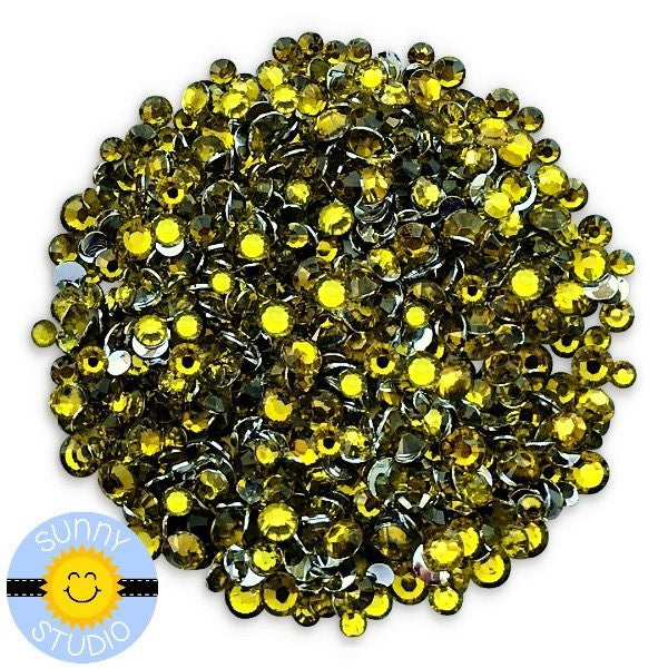 Sunny Studio Stamps Transparent Citrine Yellow Green Faux Jewels Rhinestones Crystals Gems- 3mm, 4mm & 5mm