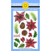 Sunny Studio Stamps Classy Christmas 4x6 Clear Photopolymer Stamps featuring Holiday Poinsettia, Pine Cones, Holly & Berries