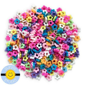 Sunny Studio Purple Posy Confetti Mini Clay Flower Embellishments